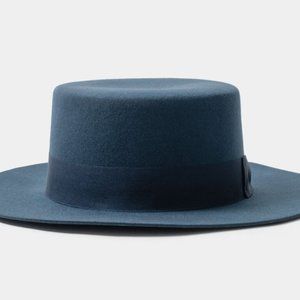 Wyeth Mac Felt Boater Hat in Forest Green